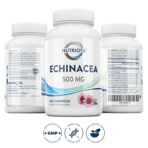 Echinacea naturale 500 mg | 240 compresse | Adatto ai vegani | Prodotto nel Regno Unito | Nutriota - Image 2