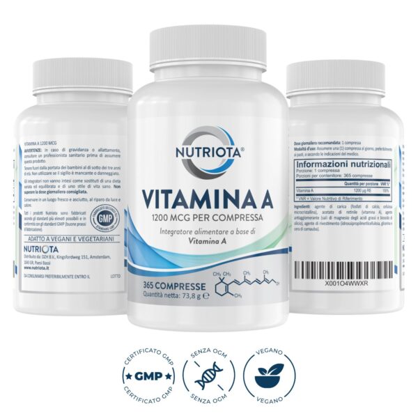 Compresse di vitamina A (come acetato di retinile) 4000 UI (1200 mcg) | 365 compresse a elevato dosaggio | Integratore di vitamina A per il normale funzionamento di pelle, occhi - Image 2