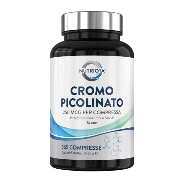 Integratore alimentare di cromo picolinato 250 mcg | 365 compresse a elevato dosaggio | Adatto per vegani | Prodotto da Nutriota