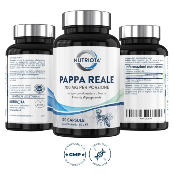 Nutriota - Pappa reale 350 mg | 120 capsule | La pappa reale assegnata alla normale funzionalità del sistema immunitario | Aiuta a migliorare i livelli di energia - Image 2